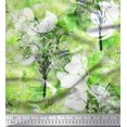 thumbnail image 1 of Soimoi Modal Satin Fabric Snowflake & Tree Watercolor Printed Craft Fabric by the Yard 42 Inch Wide, 1 of 3