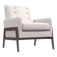thumbnail image 1 of Fauteuil d'Appoint en Lin Crème Capitonné Style Mi-Siècle Moderne Steven, 1 of 7
