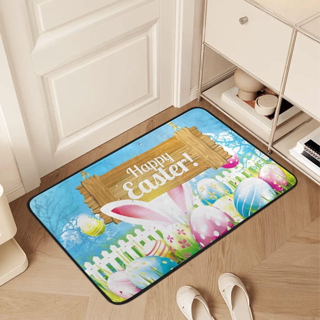 Wzzjkit Easter Door Mat - Super Absorbent Quick Dry Front Mats Bath Rug Rubber Backing Non Slip Washable Carpet - Easter Decorations Door Mat Outside Entrance