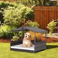 thumbnail image 3 of Gymax Wicker Dog House w/ Cushion Lounge Raised Rattan Bed for Indoor/Outdoor, 3 of 9