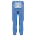 thumbnail image 4 of MSemis Girls Jazz Dance Leggings Metallic Ribbed Elastic Waistband Solid Color Toursers for Hip-hop Performance Light Blue 100, 4 of 7
