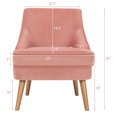 thumbnail image 2 of Costway Accent Chair Velvet Upholstered Single Sofa with Rubber Wood Legs Pink, 2 of 10
