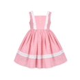 thumbnail image 1 of Girls Dress Backless Sweet Pink Plaid Rural Ruffle Lace Sleeveless 3 Years, 1 of 1