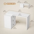 thumbnail image 3 of HOMCOM Bureau d'Ordinateur en L avec 3 Tiroirs Grain de Bois Blanc, 3 of 10