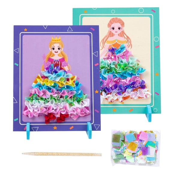 Bricolage Peinture Filles Poking Peinture Autocollant Planche Cadeaux Amusants pour Petite Éducatif Violet