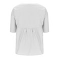 thumbnail image 5 of Savings Clearance! Womens Plus Size Tops,Summer Short Sleeve Blouse Tops for Womens,Women's Solid Color Blouses Raglan Mid Sleeve V-Neck Patchwork Pleated Top, 5 of 5