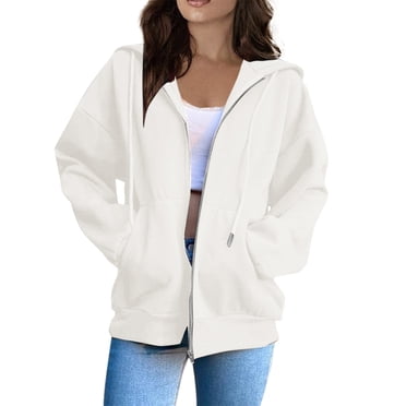 Women's Hoodies & Sweatshirts Hooded Sweatshirt Women over Sized Hoodies for Women Fashionable Solid Loose Hooded Front Zip Hoodie Women Fall Sweatshirts Zipper Jacket for Women Hoodies for