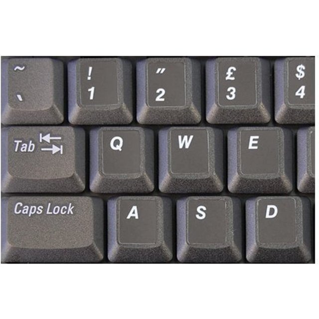 HQRP English Keyboard Stickers White Lettering on Black Background compatible with All PC / Laptops / Desktops