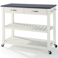 thumbnail image 3 of Crosley 2 Drawer Black Granite Top Kitchen Cart in White, 3 of 9