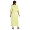 thumbnail image 4 of Moomaya Solid Rayon Kurta For Women bell Sleeve Drawstring Neck Long Ethnic Kurti, 4 of 6