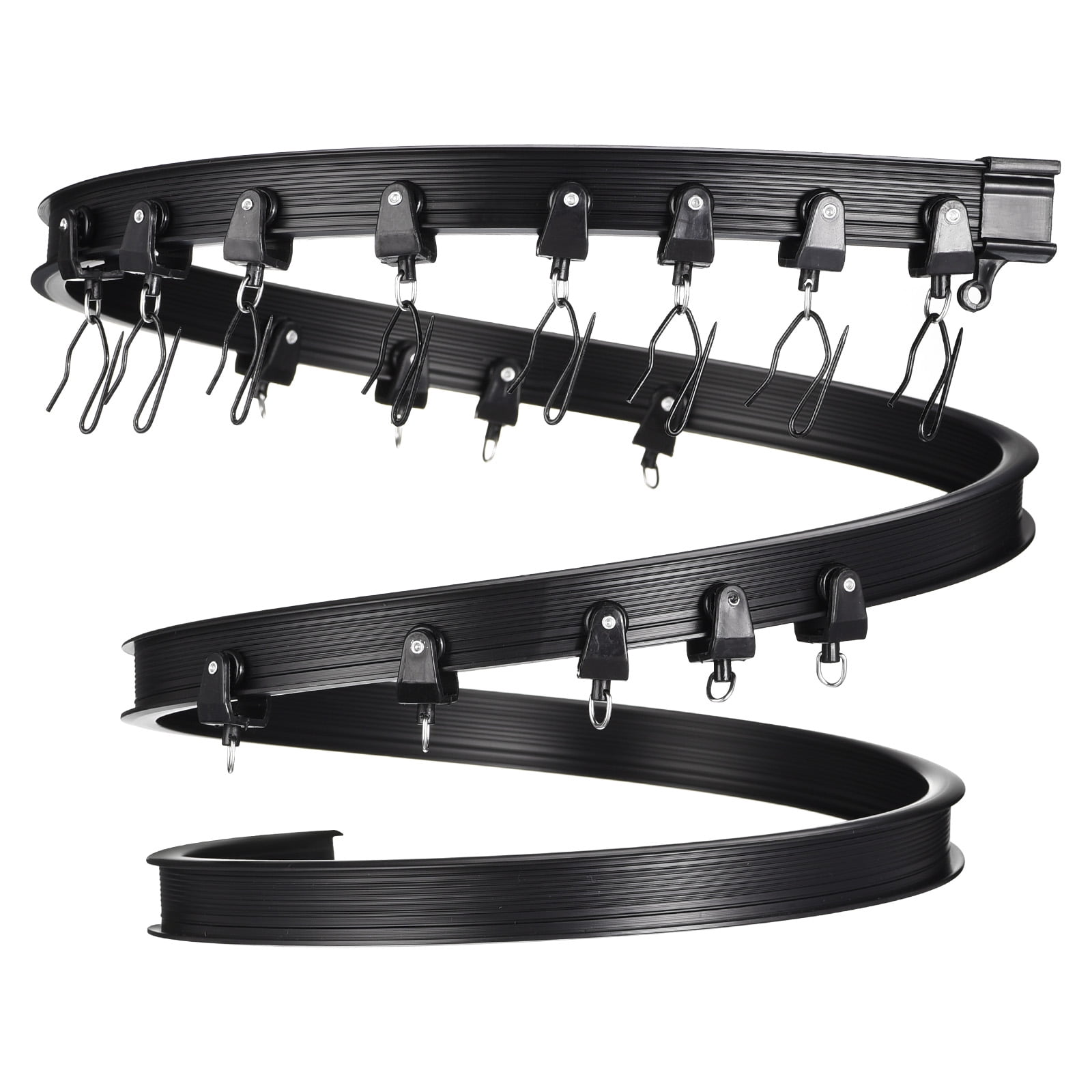 Unique Bargains Flexible Curved Ceiling Curtain Track Bendable Mount for Curtain Rail Bunk  Window Room Divider (Black, 9.8ft)