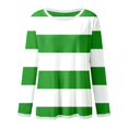 thumbnail image 5 of WEIYLL Tshirt for Women Long Sleeve Striped Crew Neck Color Block Green Blouse Sizes L, 5 of 5