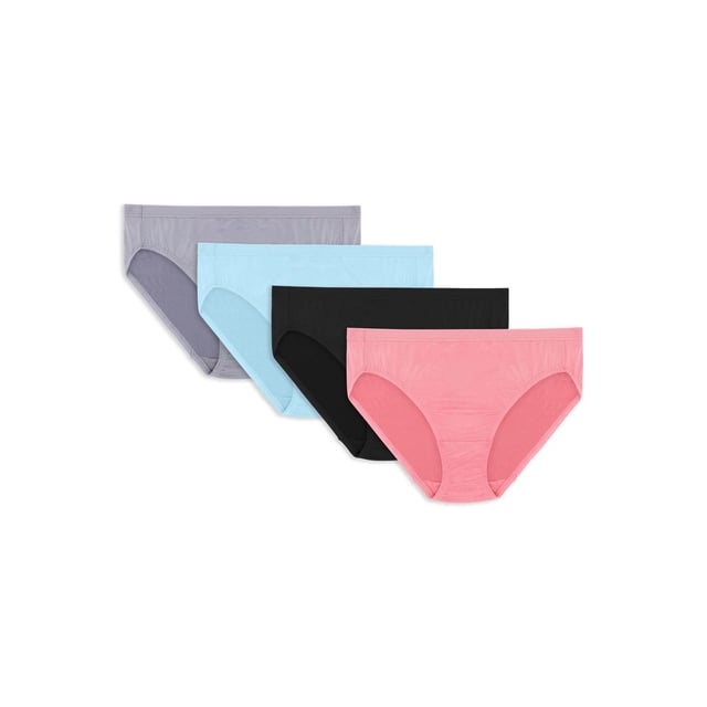 Women's Plus Fit for Me® Breathable Micro-Mesh Hi-Cut Panty, Assorted 4 Pack
