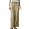 thumbnail image 2 of LSLJS Women's Spring and Solid Color Elastic Waist Cotton Linen Versatile Straight Tube Casual Wide Leg Pants Womens Work Pants, 2 of 6