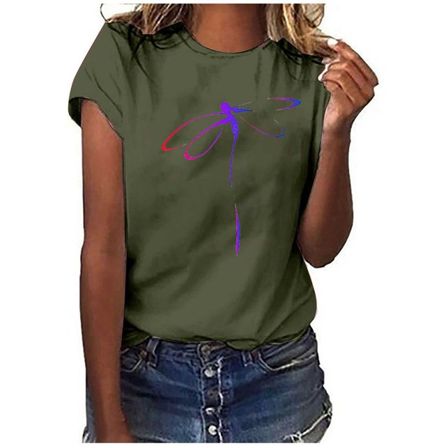 Pompotops T-shirt Blouse d'Été à Manches Courtes et Col en V pour Femmes