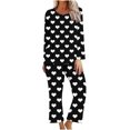 thumbnail image 1 of TIMIFIS Valentines Ensembles de Pyjamas pour Femme Mignon Imprimé Cœur Manches Longues Col Ras du Cou Haut avec Pantalon Ensembles de Pyjama Détente Ensembles de Pyjamas pour Dames, 1 of 3