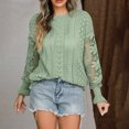 thumbnail image 4 of Yuyuzo Chandails Boho pour Femmes à Oeillets, Manches Longues, Col Ras du Cou, Chandail, Hauts, Tricot Uni, 4 of 6