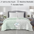 thumbnail image 2 of Mainstays Botanical Floral Stitched Quilt, King, Light Green, Reversible Lightweight Bedding, 2 of 4