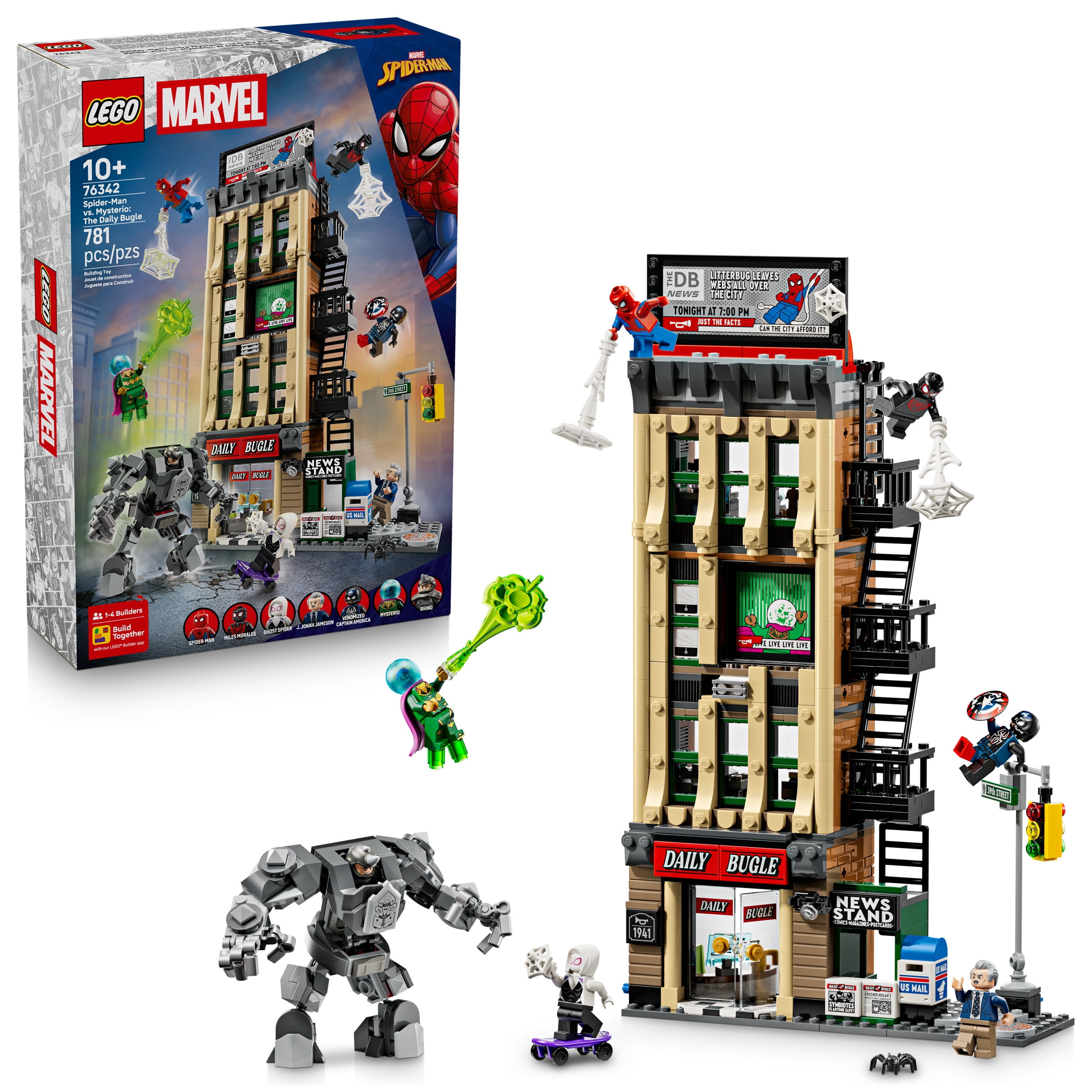 LEGO Marvel Spider-Man vs. Mysterio: The Daily Bugle Building Toy - Pretend Play Set with 7 Minifigures & Rhino Mech - Super Hero Toy for Boys & Girls, Ages 10+ - Gift Idea for Birthdays - 76342