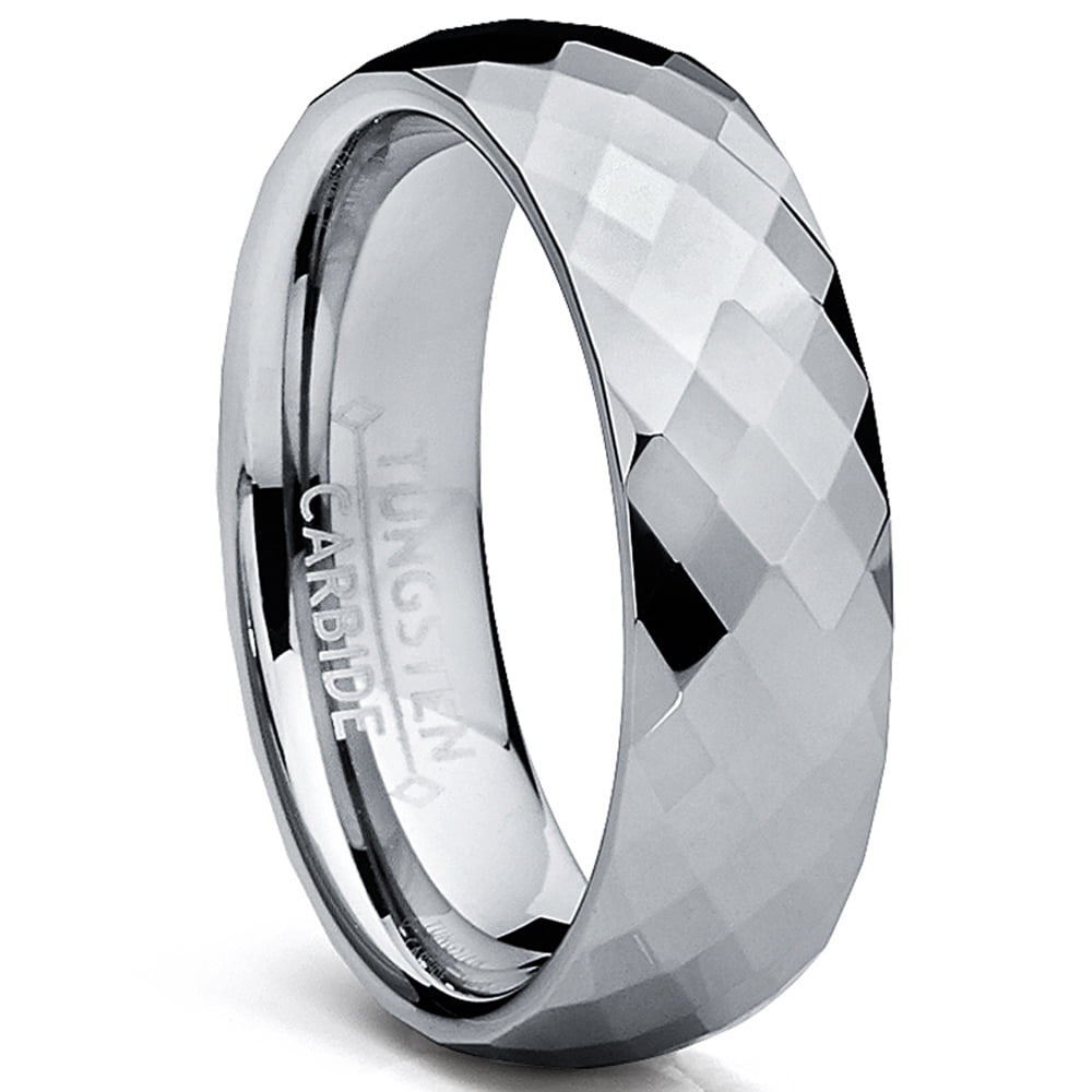 Bague Alliance pour Homme en Carbure de Tungstène Multifacette 6 mm