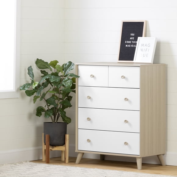 South Shore Yodi 5-Drawer Chest for Child, in Soft Elm and White
