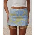thumbnail image 1 of Women's Sequin Mini Skirts Low Waist Rainbow Color Tassel Skirts, 1 of 7