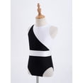 thumbnail image 3 of Mufeng Combinaison de Danse Ballet Sans Manches en Maille Color Block pour Filles Noir&Blanc 14, 3 of 7