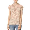 thumbnail image 2 of INSPIRE CHIC Valentine's Day Women's Floral Blouse Short Cap Sleeve Chiffon Casual Ruffle Tops S Apricot, 2 of 8