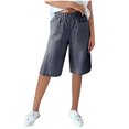 thumbnail image 1 of AherBiu Shorts Droits Taille Haute à Rayures pour Femmes avec Poches, XXXX-Large, 1 of 6