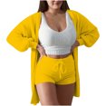 thumbnail image 1 of AherBiu 3 Piece Pajamas Sets Fleece Tank Tops Shorts Cardigans Sherpa Fuzzy Loungewear Homewear, 1 of 7