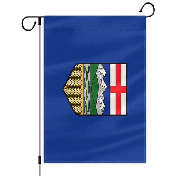 PTEROSAUR Drapeau de Jardin de la Province du Canada et de l'Alberta, Drapeau Canadien en Jute Vertical Double Face 12.5x18 Pouces, pour Décoration Extérieure de Maison, Cour, Pelouse, Bannière