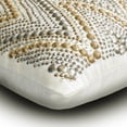 thumbnail image 2 of Toss Pillow Cover, Decorative Ivory, Gold & Silver 18"x18" (45x45 cm) Throw Pillow Covers, Silk Chevron & Beaded Throw Pillows For Sofa, Geometric Pattern Modern Style - Chevron Spark, 2 of 3