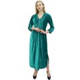 thumbnail image 1 of Phagun Robe Maxi Ample à Manches Longues Vert Sarcelle pour Femme, Décontractée avec Poches-24, 1 of 7