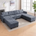 thumbnail image 1 of Puremind U Shaped Sectional Couch, 8 Seater Modular Sectional Sofa with Storage Ottoman and Adjustable Armrests for Living Room, Dark Gray, 1 of 8