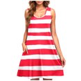 thumbnail image 2 of Ovzne Robes pour Femmes Robe d'Été Robe Décontractée pour Femmes Grande Taille Sans Manches à Col Rond Robe Courte à Rayures Robe de Vacances Liquidation, 2 of 5