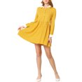 thumbnail image 3 of INSPIRE CHIC Women's Plaid Long Sleeve Button Up Point Collar Shirt Dress, 3 of 7