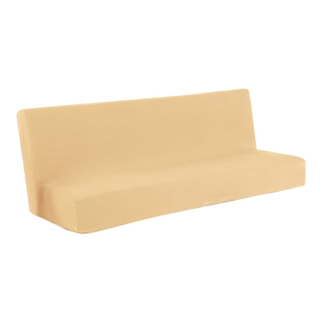 HLONK Folding Sofa Cover Solid Color Futon Slipcover Polyester Elastic Fabric Inclusive Cover Elastic Bottom Soft and Washable Futon Cover for Sofa Bed