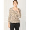 thumbnail image 3 of INSPIRE CHIC Blouse à Manches Longues à Encolure Carrée Florale pour Femmes Beige P, 3 of 6
