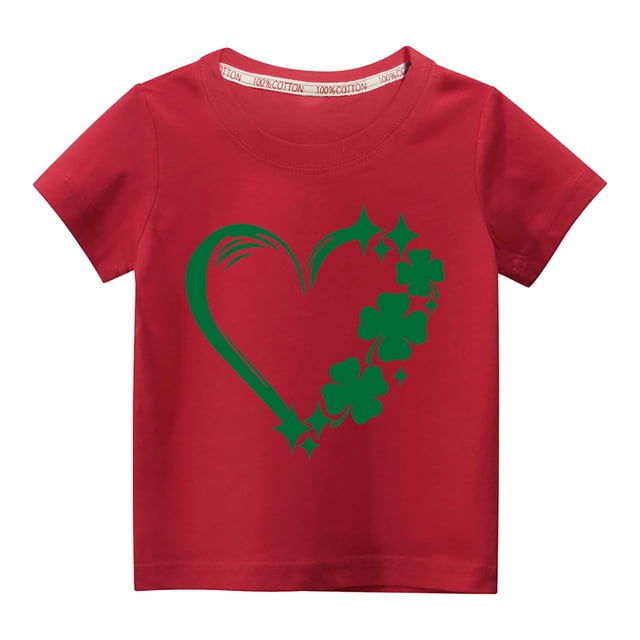 TopLLC St. Patricks Day Chemises pour Femmes Hauts de Sarrau St Patricks Day Tout-Petits Enfants Garçons Filles Mode Mignon Col Rond Imprimé Manches Courtes Haut
