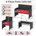 thumbnail image 3 of Costway 4 PCS Patio Conversation Set with Seat Cushions & Tempered Glass Tabletop, Porch Red+Black, 3 of 10