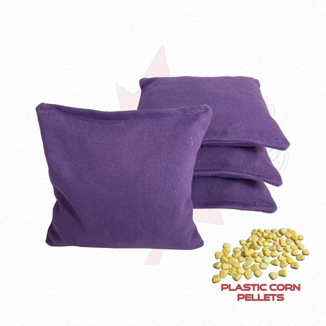 Sacs Cornhole Toutes Saisons par Muskoka Cornhole, Présentant un Ensemble de Sacs de Taille et de Poids Officiels Durables en Tissu Violet. Conçus pour une Utilisation par Tous les Temps, Ces Sacs Sont Remplis de Granules de Maïs en Plastique pour une performance Uniforme. Idéal pour les Aires de Jeu des Enfants Ou les Jeux Récréatifs Extérieurs, Complétant les Installations de Sièges de Poire.