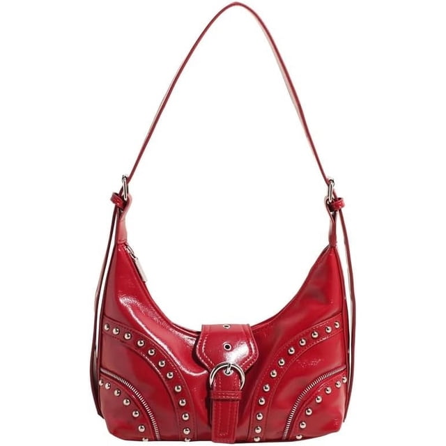 Y2k Studded Purse Small Shoulder Bag Leather Hobo Bag Punk Crossbody Handbag Purse