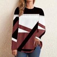 thumbnail image 2 of FAIWAD Women's Long Sleeve Tunic Tops Round Neck Color Block Plus Size Comfy Pullover Tops, 2 of 5