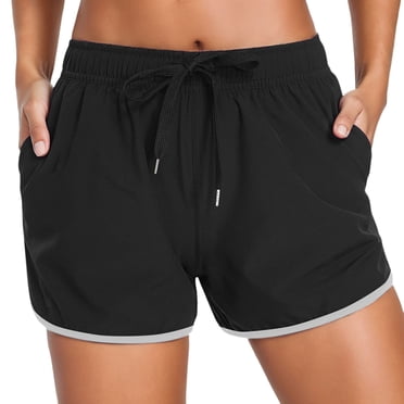 Women's Swim Shorts with Pockets High Waisted Board Swimsuit Bathing Shorts - Nylon/Spandex, Perfect for Swimming, Beach Holiday, and Pool Party