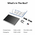 thumbnail image 3 of 16 Inch Portable Monitor for Laptop, 1920x1200P Ultra-Slim FHD IPS 16:10 External Display, 100% sRGB Aluminum Stand, USB-C/Mini HDMI, Use for PC, Phone, Office (Sliver), 3 of 9
