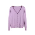 thumbnail image 1 of Innerwin Cardigan Sweater V Neck Ladies Coat Fall Solid Color Loose Outwear Purple 3XL, 1 of 2