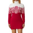 thumbnail image 2 of Fortune Family Matching Christmas Sweaters, Snowflake Print Knitted Pullovers Contrast Color Long Sleeve Turtleneck Sweater, 2 of 9