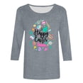thumbnail image 4 of RKSTN Hauts Grande Taille pour Femmes Œufs de Pâques Mignons Imprimés Lapin Coupe Ample Col Rond Manches 3/4 Printemps Été Blouse Douce, 4 of 4
