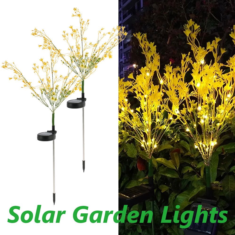AMERTEER 2pcs Solar Garden Lights Outdoor Solar Light Stakes Garden Flowers Lights Decorative Stake Light for Patio  Yard  Pathway  Party Garden Decoration