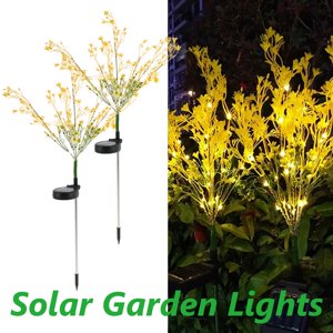 AMERTEER 2pcs Solar Garden Lights Outdoor Solar Light Stakes Garden Flowers Lights Decorative Stake Light for Patio  Yard  Pathway  Party Garden Decoration